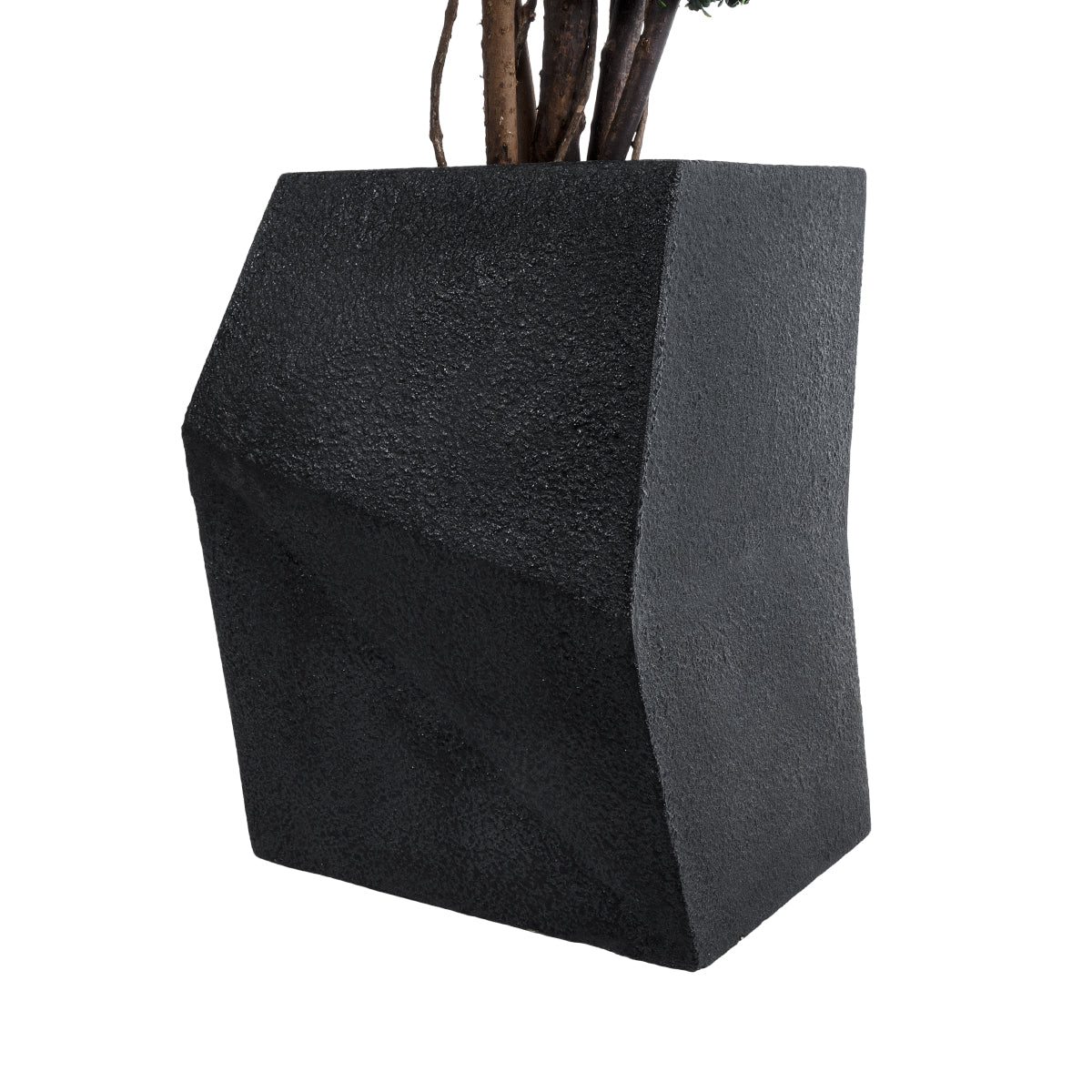 GloboStar® Artificial Garden CAMDEN 20788 Επιδαπέδιο Πολυεστερικό Τσιμεντένιο Κασπώ Γλάστρα - Flower Pot Μαύρο Μ47 x Π43 x Υ66cm - ledmania.gr