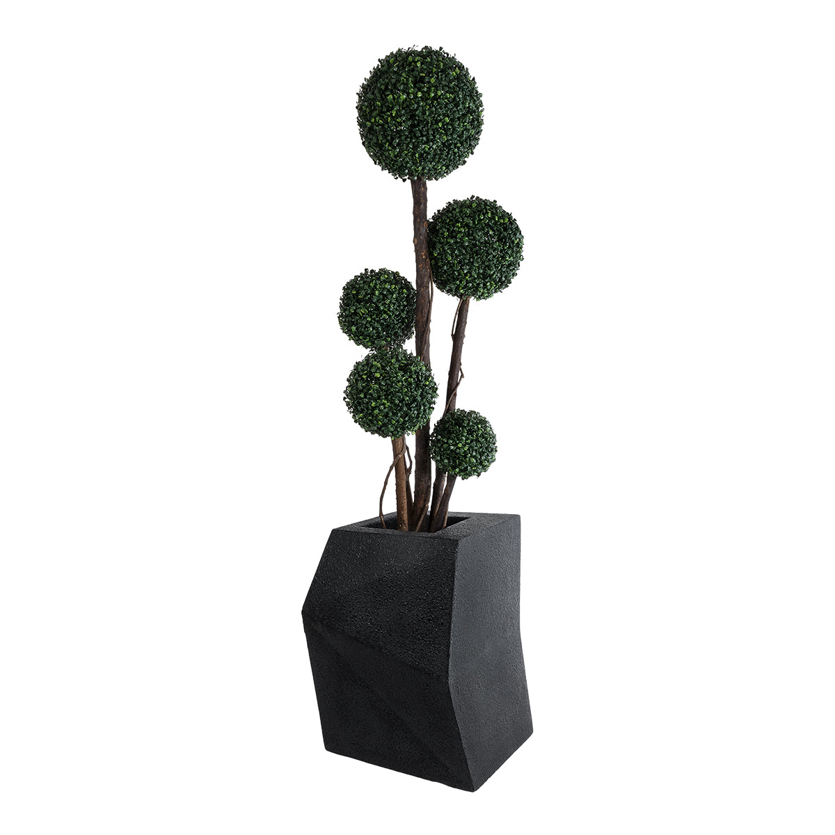 GloboStar® Artificial Garden CAMDEN 20788 Επιδαπέδιο Πολυεστερικό Τσιμεντένιο Κασπώ Γλάστρα - Flower Pot Μαύρο Μ47 x Π43 x Υ66cm - ledmania.gr