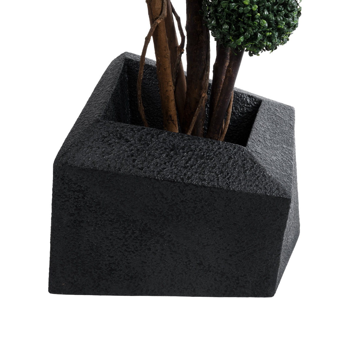 GloboStar® Artificial Garden CAMDEN 20789 Επιδαπέδιο Πολυεστερικό Τσιμεντένιο Κασπώ Γλάστρα - Flower Pot Μαύρο Μ49 x Π49 x Υ44cm - ledmania.gr