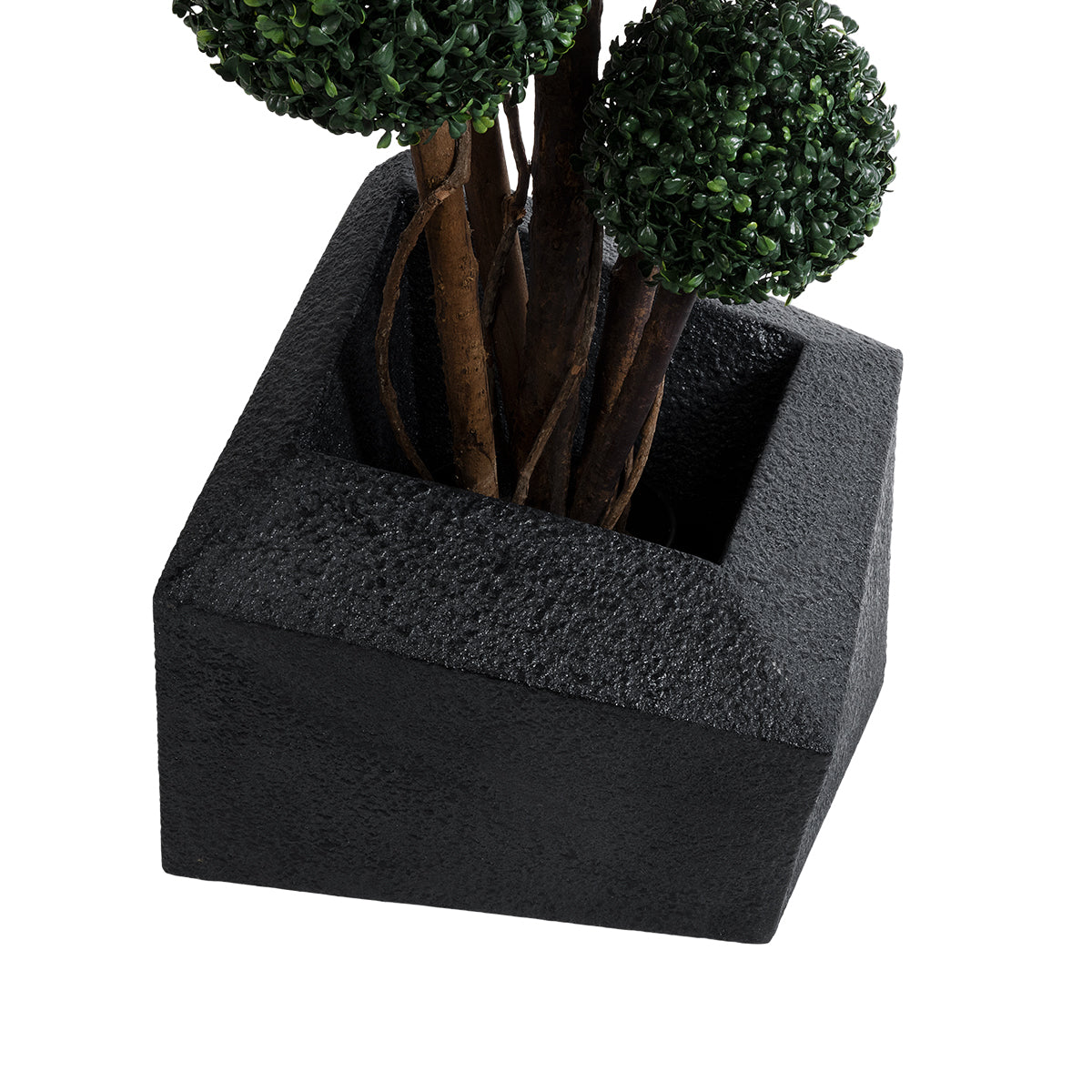 GloboStar® Artificial Garden CAMDEN 20789 Επιδαπέδιο Πολυεστερικό Τσιμεντένιο Κασπώ Γλάστρα - Flower Pot Μαύρο Μ49 x Π49 x Υ44cm - ledmania.gr