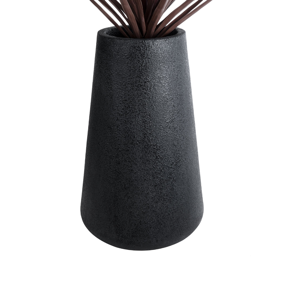 GloboStar® Artificial Garden SOHO 20790 Επιδαπέδιο Πολυεστερικό Τσιμεντένιο Κασπώ Γλάστρα - Flower Pot Μαύρο Φ60 x Υ90cm - ledmania.gr