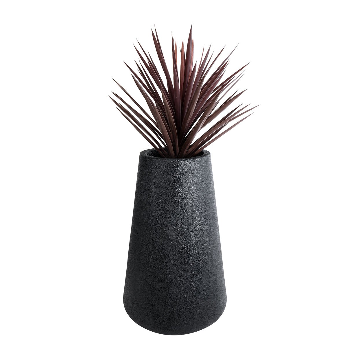 GloboStar® Artificial Garden SOHO 20790 Επιδαπέδιο Πολυεστερικό Τσιμεντένιο Κασπώ Γλάστρα - Flower Pot Μαύρο Φ60 x Υ90cm - ledmania.gr