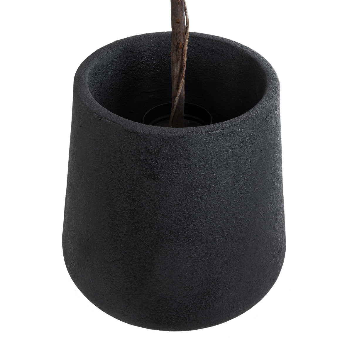 GloboStar® Artificial Garden SOHO 20791 Επιδαπέδιο Πολυεστερικό Τσιμεντένιο Κασπώ Γλάστρα - Flower Pot Μαύρο Φ65 x Υ60cm - ledmania.gr