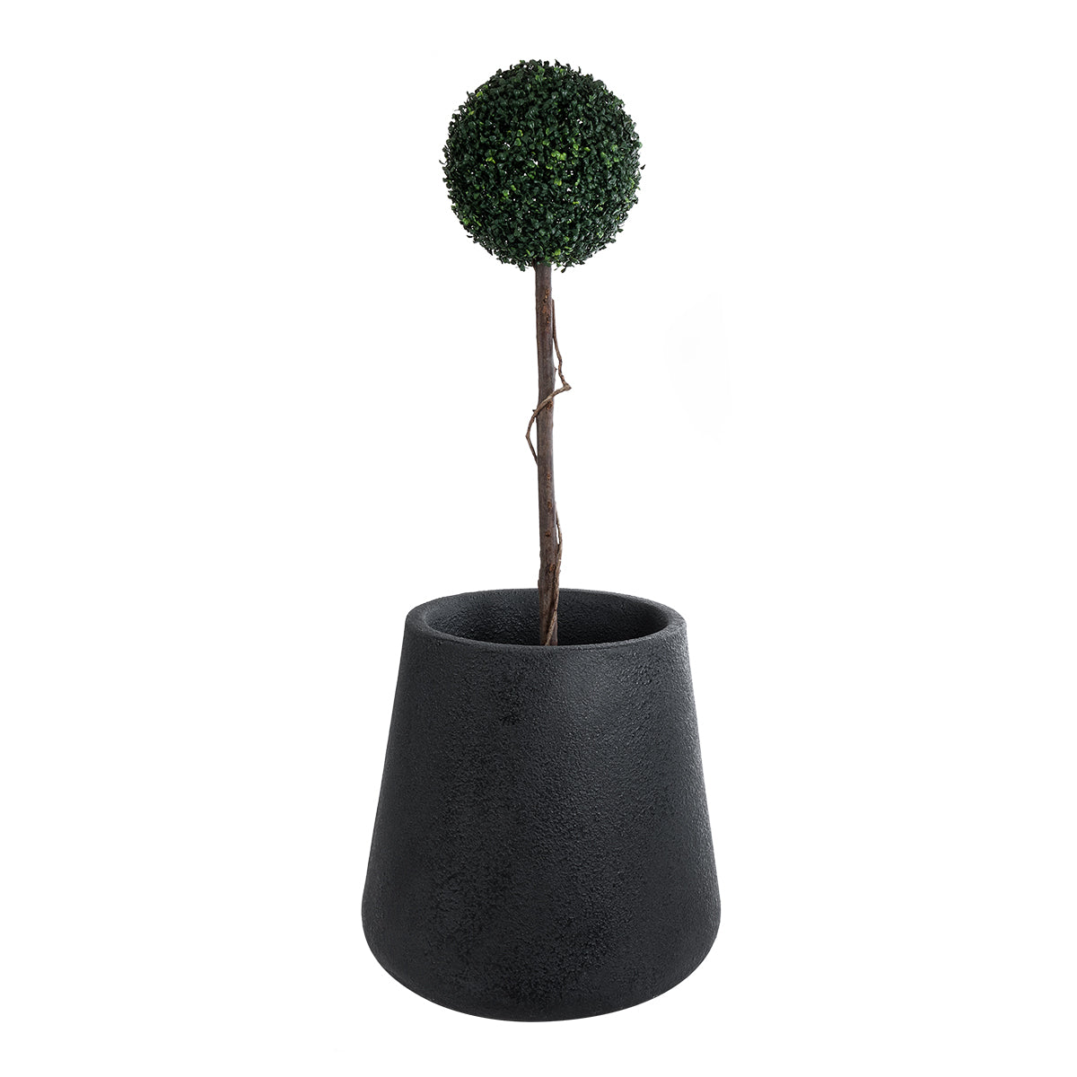GloboStar® Artificial Garden SOHO 20791 Επιδαπέδιο Πολυεστερικό Τσιμεντένιο Κασπώ Γλάστρα - Flower Pot Μαύρο Φ65 x Υ60cm - ledmania.gr