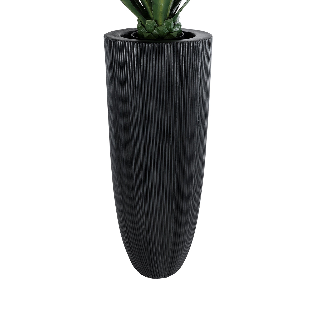 GloboStar® Artificial Garden CASTLE 20792 Επιδαπέδιο Πολυεστερικό Τσιμεντένιο Κασπώ Γλάστρα - Flower Pot Μαύρο Φ43 x Υ112cm - ledmania.gr