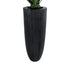 GloboStar® Artificial Garden CASTLE 20792 Επιδαπέδιο Πολυεστερικό Τσιμεντένιο Κασπώ Γλάστρα - Flower Pot Μαύρο Φ43 x Υ112cm - ledmania.gr