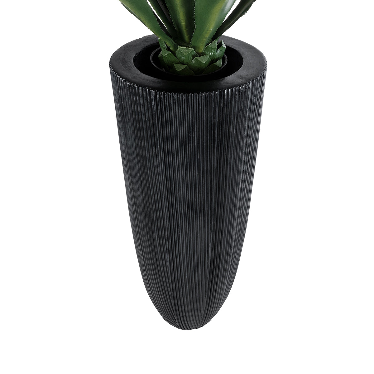 GloboStar® Artificial Garden CASTLE 20792 Επιδαπέδιο Πολυεστερικό Τσιμεντένιο Κασπώ Γλάστρα - Flower Pot Μαύρο Φ43 x Υ112cm - ledmania.gr