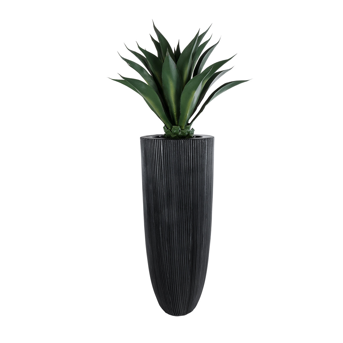 GloboStar® Artificial Garden CASTLE 20792 Επιδαπέδιο Πολυεστερικό Τσιμεντένιο Κασπώ Γλάστρα - Flower Pot Μαύρο Φ43 x Υ112cm - ledmania.gr