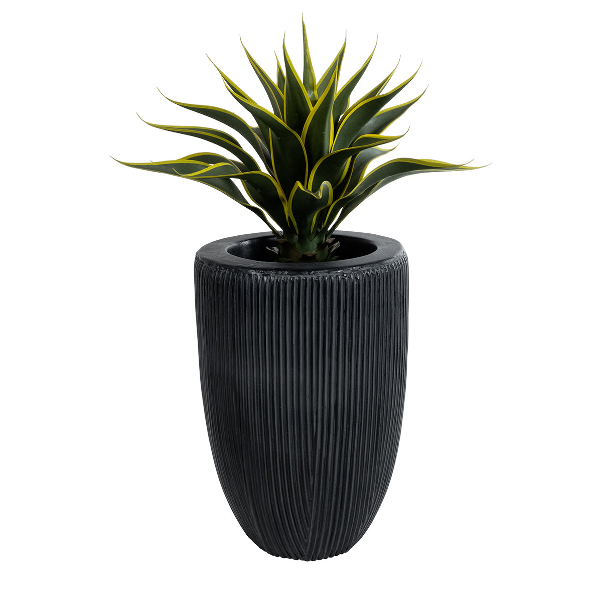 GloboStar® Artificial Garden CASTLE 20793 Διακοσμητικό Πολυεστερικό Τσιμεντένιο Κασπώ Γλάστρα - Flower Pot Μαύρο Φ35 x Υ54cm - ledmania.gr