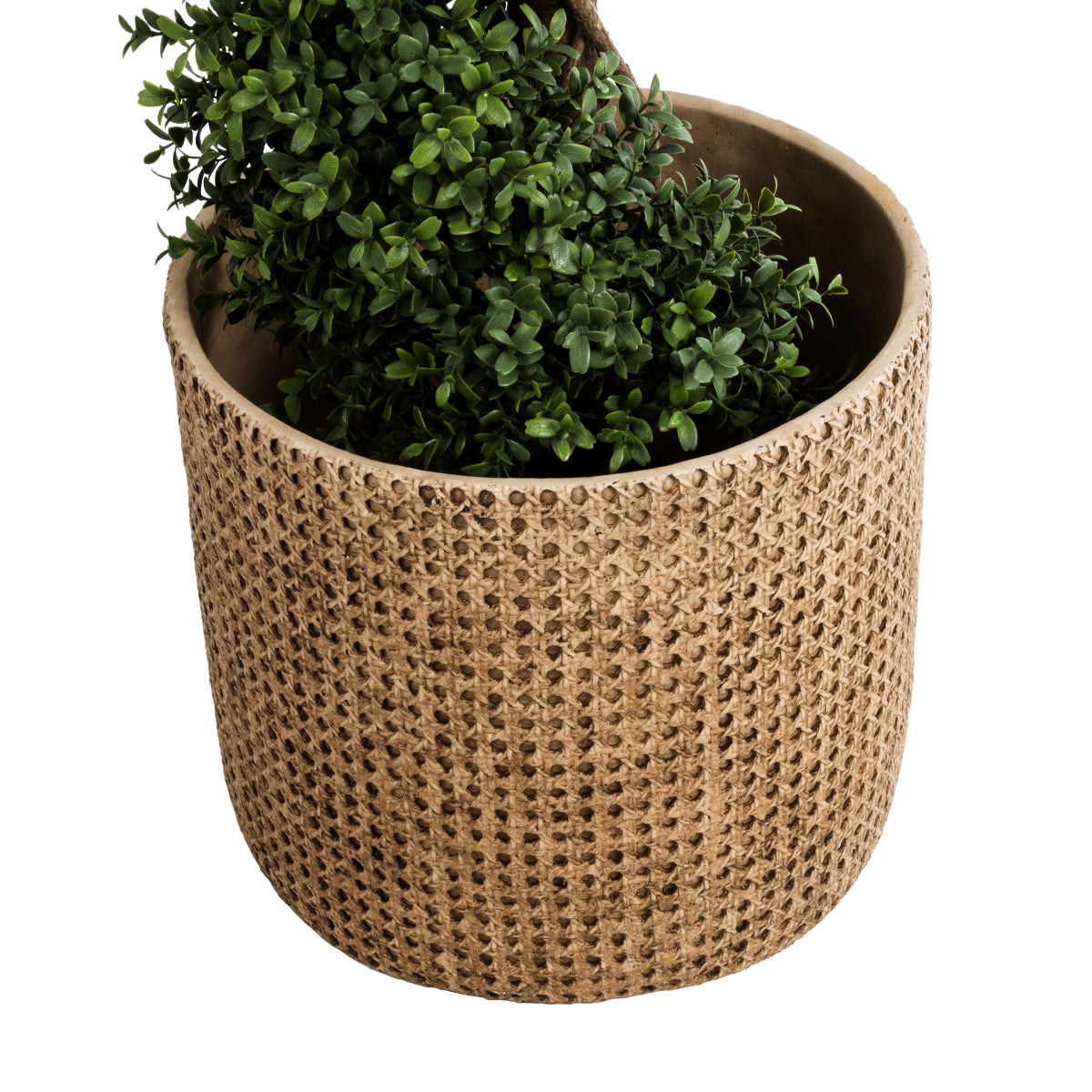 GloboStar® Artificial Garden GIUSEPPE 20800 Διακοσμητικό Πολυεστερικό Τσιμεντένιο Κασπώ Γλάστρα - Flower Pot Καφέ Φ35 x Υ33cm - ledmania.gr