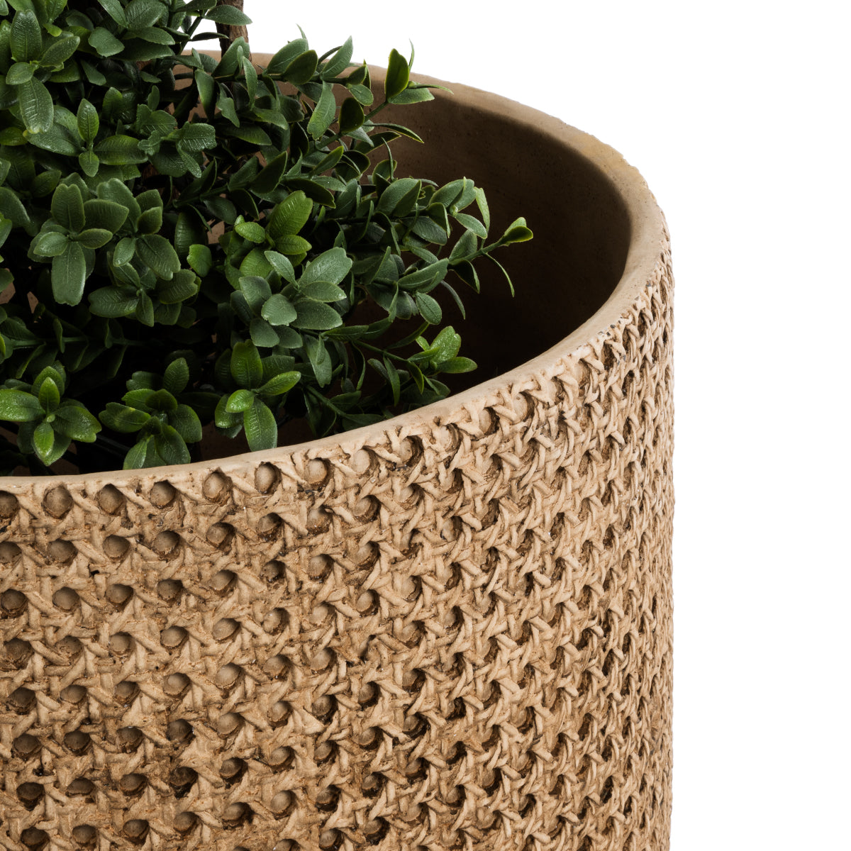 GloboStar® Artificial Garden GIUSEPPE 20800 Διακοσμητικό Πολυεστερικό Τσιμεντένιο Κασπώ Γλάστρα - Flower Pot Καφέ Φ35 x Υ33cm - ledmania.gr