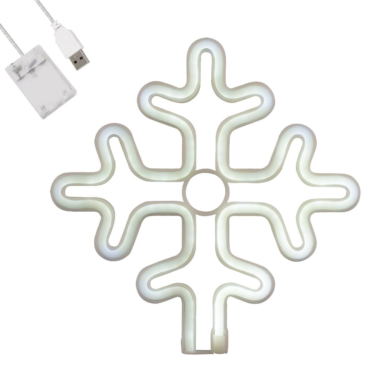 GloboStar® 78581 Φωτιστικό Ταμπέλα Φωτεινή Επιγραφή NEON LED Σήμανσης SNOWFLAKE 5W με Καλώδιο Τροφοδοσίας USB - Μπαταρίας 3xAAA (Δεν Περιλαμβάνονται) - Ψυχρό Λευκό 6000K - ledmania.gr