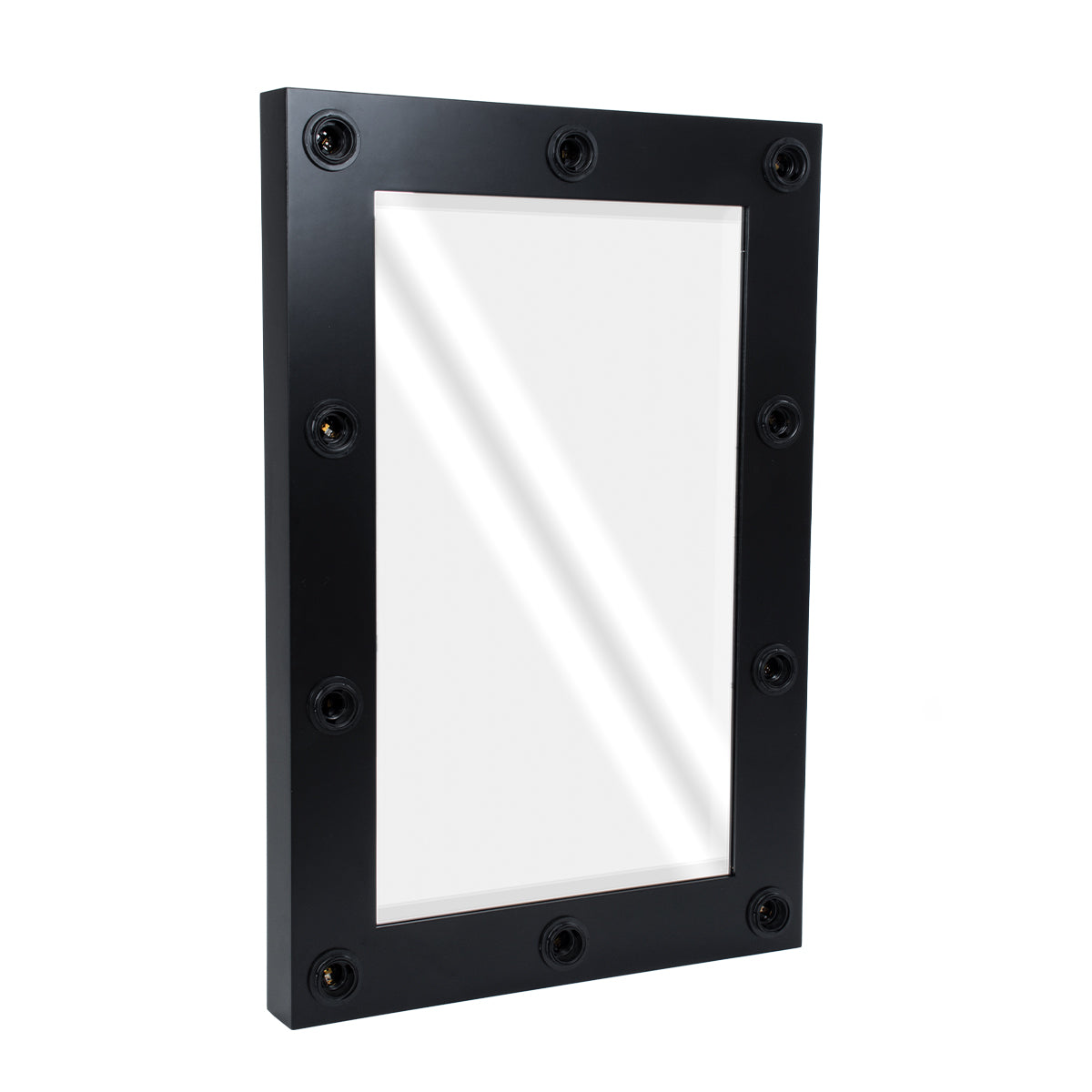 GloboStar® MAKEUP MIRROR-60x90-5 Μοντέρνος Καθρέπτης Μακιγιάζ με Πλαίσιο Φυσικού Ξύλου με Διακόπτη On/Off 10 x E27 AC220-240V - Μ60 x Π7 x Υ90cm - Μαύρος Έβενος - ledmania.gr