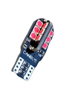 W5W-T10 Canbus Led Λαμπα Αυτοκινήτου- 24SMD 3030-5 watt-600lumens-12Volt Πολύ Φωτεινά Κοκκινο-τεμ.1 - ledmania.gr