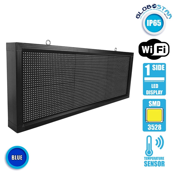 GloboStar® 90273 Κυλιόμενη Ψηφιακή Επιγραφή P10 LED SMD AC 220-240V με Wi-Fi - Αδιάβροχή IP54 - Μονής Όψης - Μ104 x Π9 x Υ40cm Μπλε - ledmania.gr