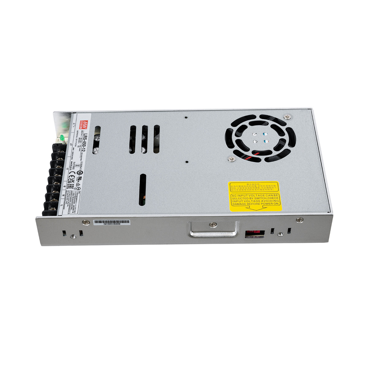 GloboStar® LRS-450-12 90786 MEANWELL Ρυθμιζόμενο Μεταλλικό Τροφοδοτικό PELV για Προϊόντα LED 450W 37.5A - AC 220-240V σε DC 12V - Ρυθμιζόμενο από 10.2VDC έως 13.8VDC - IP20 Μ22.5 x Π12.4 x Υ3.5cm - 3 Years Warranty - ledmania.gr