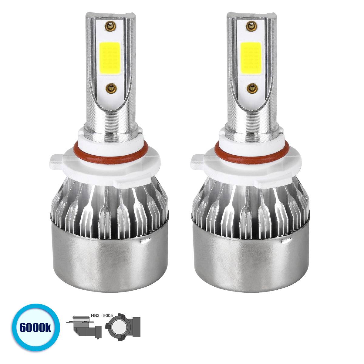 GloboStar® 82009 HB3 9005 C6 Line KIT Βασικού Φωτισμού Αυτοκινήτου & Φορτηγού 1st Generation Can-Bus Series LED CREE CXB COB 72W 7600lm DC 8-48V Αδιάβροχο IP65 Ψυχρό Λευκό 6000K - ledmania.gr