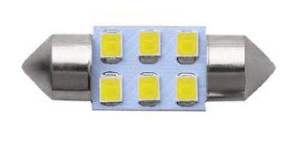 31 mm Festoon C5W Λαμπα  Led Αυτοκινητου 6SMD 2835-12vDc-Ψυχρο Λευκο-1Τεμ. - ledmania.gr