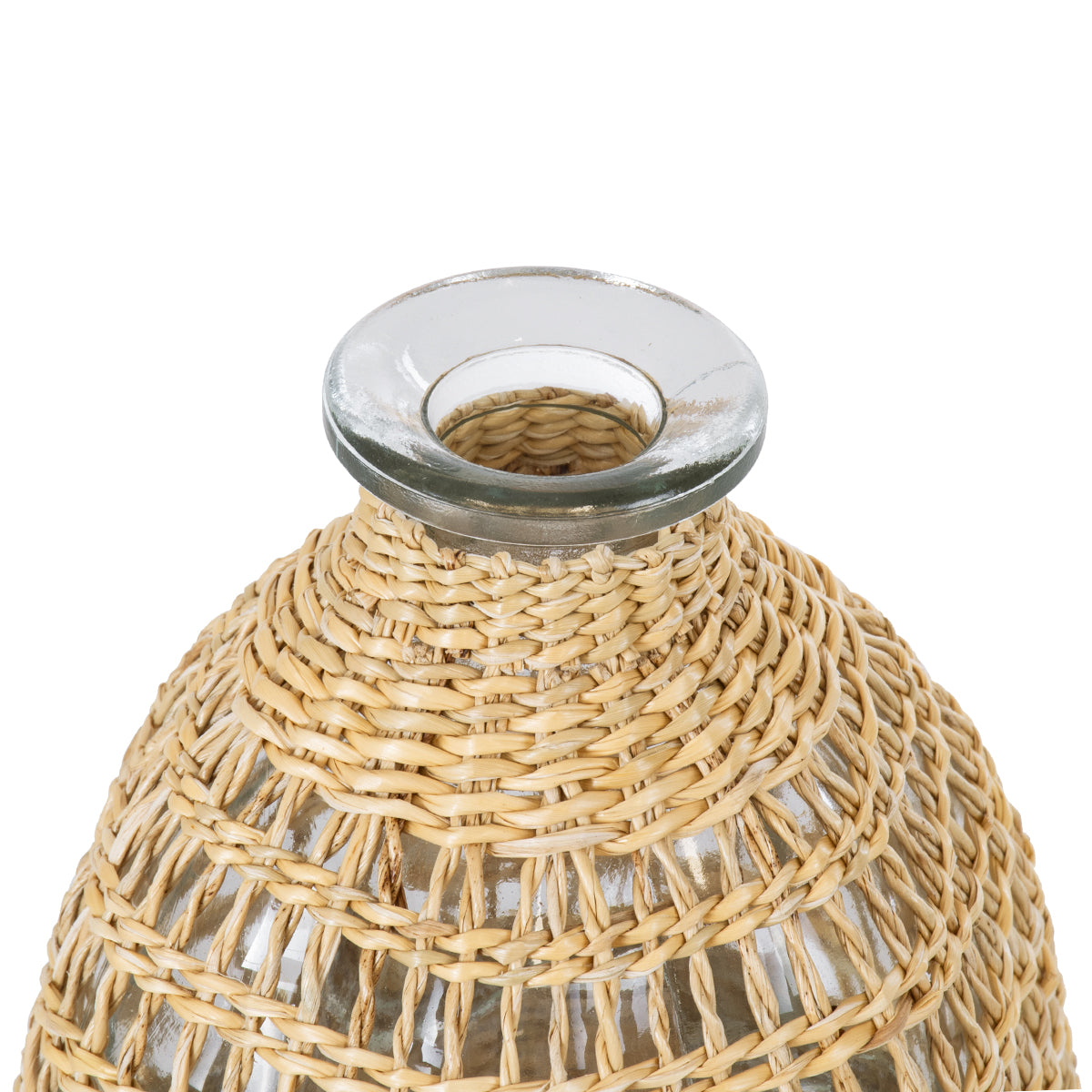 GloboStar® MANDY 35632 Διακοσμητικό Βάζο Γυάλινο Διάφανο με Μπαμπού Φ10.5 x Υ11cm - ledmania.gr