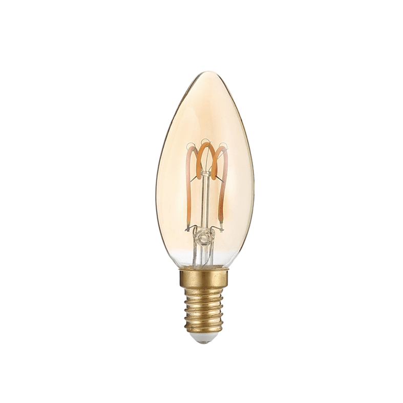 LED E14 CANDLE AMBER 3W 2700K 230V AC 300° 200LM RA80 - ledmania.gr