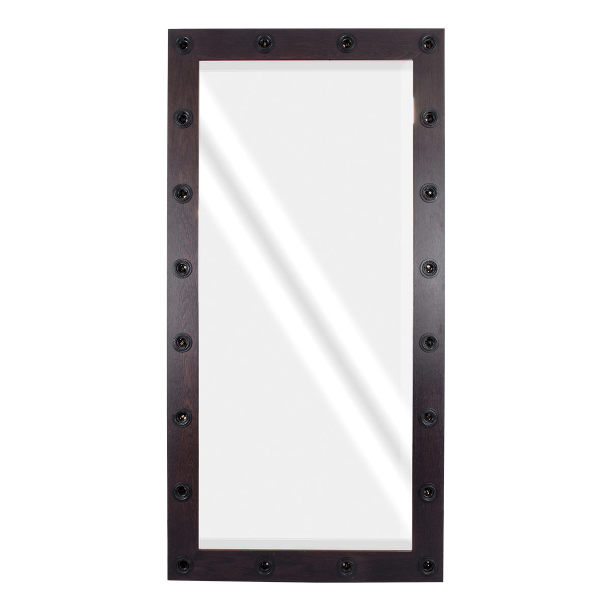 GloboStar® MAKEUP MIRROR-160x80-2 Μοντέρνος Καθρέπτης Μακιγιάζ με Πλαίσιο Φυσικού Ξύλου με Διακόπτη On/Off 20 x E27 AC220-240V - Μ80 x Π7 x Υ160cm - Καφέ Wenge - ledmania.gr