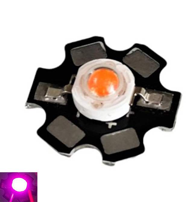3W LED Υψηλής Ισχύος LED Chip Bridgelux- Full spectrum 400-840nm-20mm PCB Board-3.2-3.6vdc-Φουξια-1 τεμ - ledmania.gr