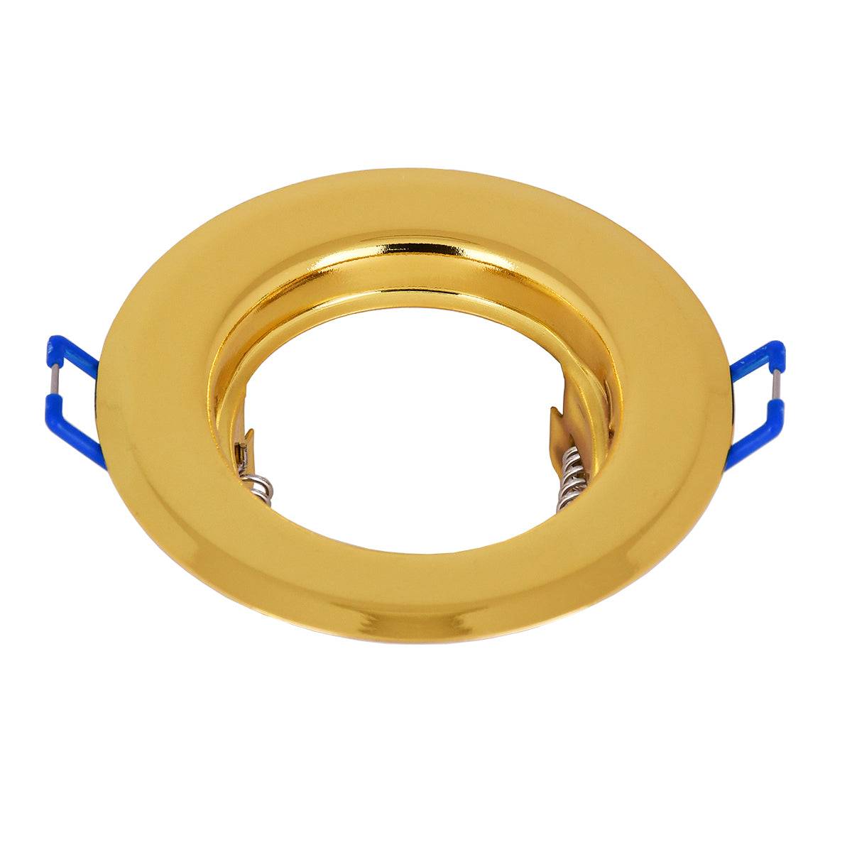 GloboStar® 77811 Χωνευτή Στρογγυλή Βάση για LED Spot GU10 - MR16 - GU5.3 Χρυσή Σταθερή Φ83mm - ledmania.gr