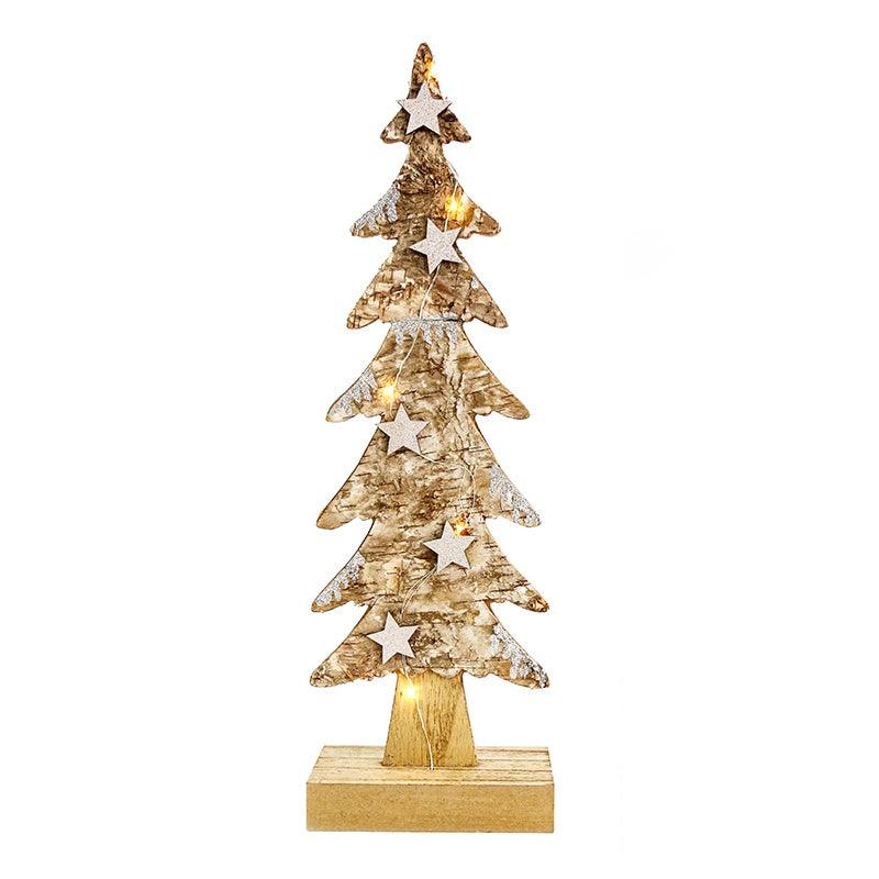“WOODEN XMAS TREE LIGHT” KΑΦΕ ΔΕΝΤΡΟ-ΜΕΓΑΛΟ 5 LED ΛΑΜΠΑΚ ΜΠΑΤΑΡ(2xAAA) ΘΕΡΜΟ ΛΕΥΚΟ IP20 13x7x40cm - ledmania.gr