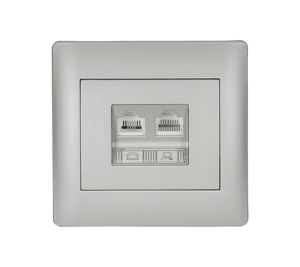 RHYME RJ11+RJ45 ΓΚΡΙ ΜΕΤΑΛΛΙΖΕ - ledmania.gr