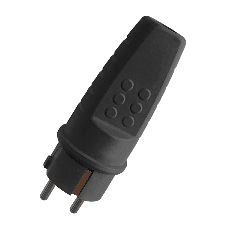 RUBBER SCHUKO PLUG 16A BLACK - ledmania.gr