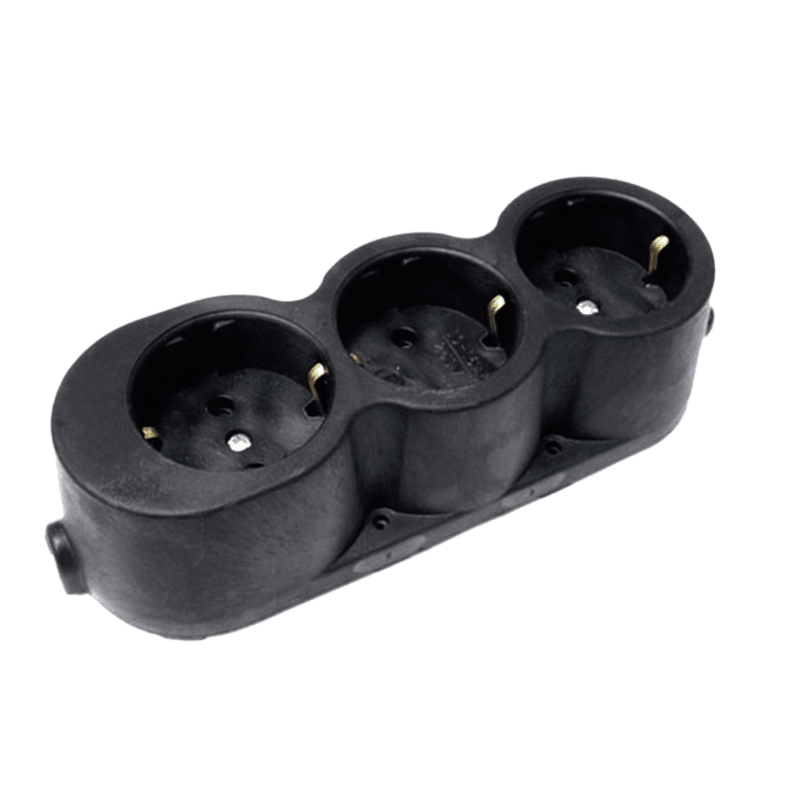 RUBBER MULTISOCKET TRIPLE 16A BLACK - ledmania.gr