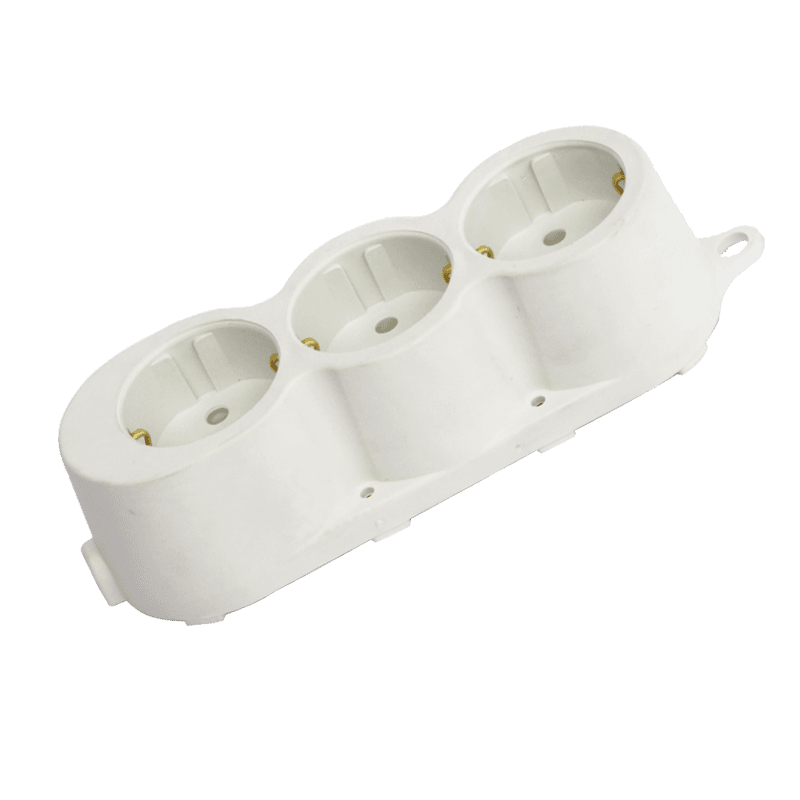RUBBER MULTISOCKET TRIPLE 16A WHITE - ledmania.gr