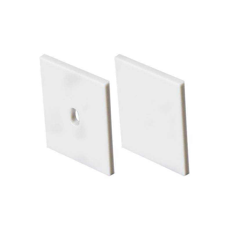 SET OF WHITE PLASTIC END CAPS FOR PROFILE P132, 1 WITHOUT HOLE & 1 WITH HOLE - ledmania.gr