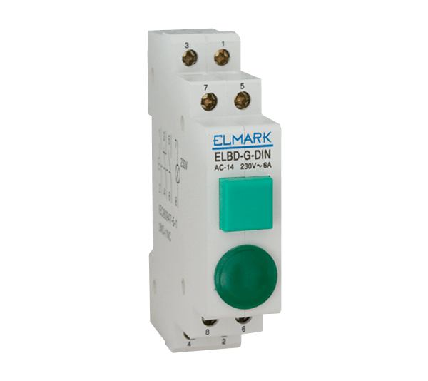 ΜΠΟΥΤΟΝ ΜΕ ΛΥΧΝΙΑ ELBD-G-DIN 2NO+1NC ΠΡΑΣΙΝΟ 230V - ledmania.gr