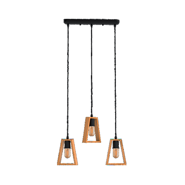 RONNY PENDANT 3xE27 BLACK/WOOD - ledmania.gr