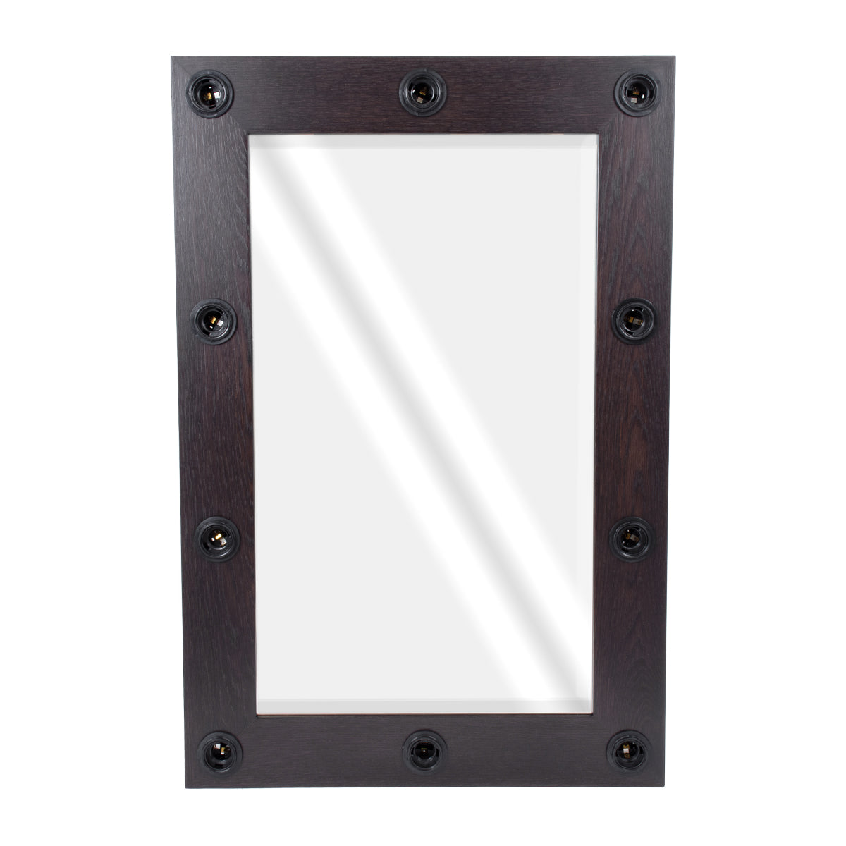 GloboStar® MAKEUP MIRROR-60x90-2 Μοντέρνος Καθρέπτης Μακιγιάζ με Πλαίσιο Φυσικού Ξύλου με Διακόπτη On/Off 10 x E27 AC220-240V - Μ60 x Π7 x Υ90cm - Καφέ Wenge - ledmania.gr