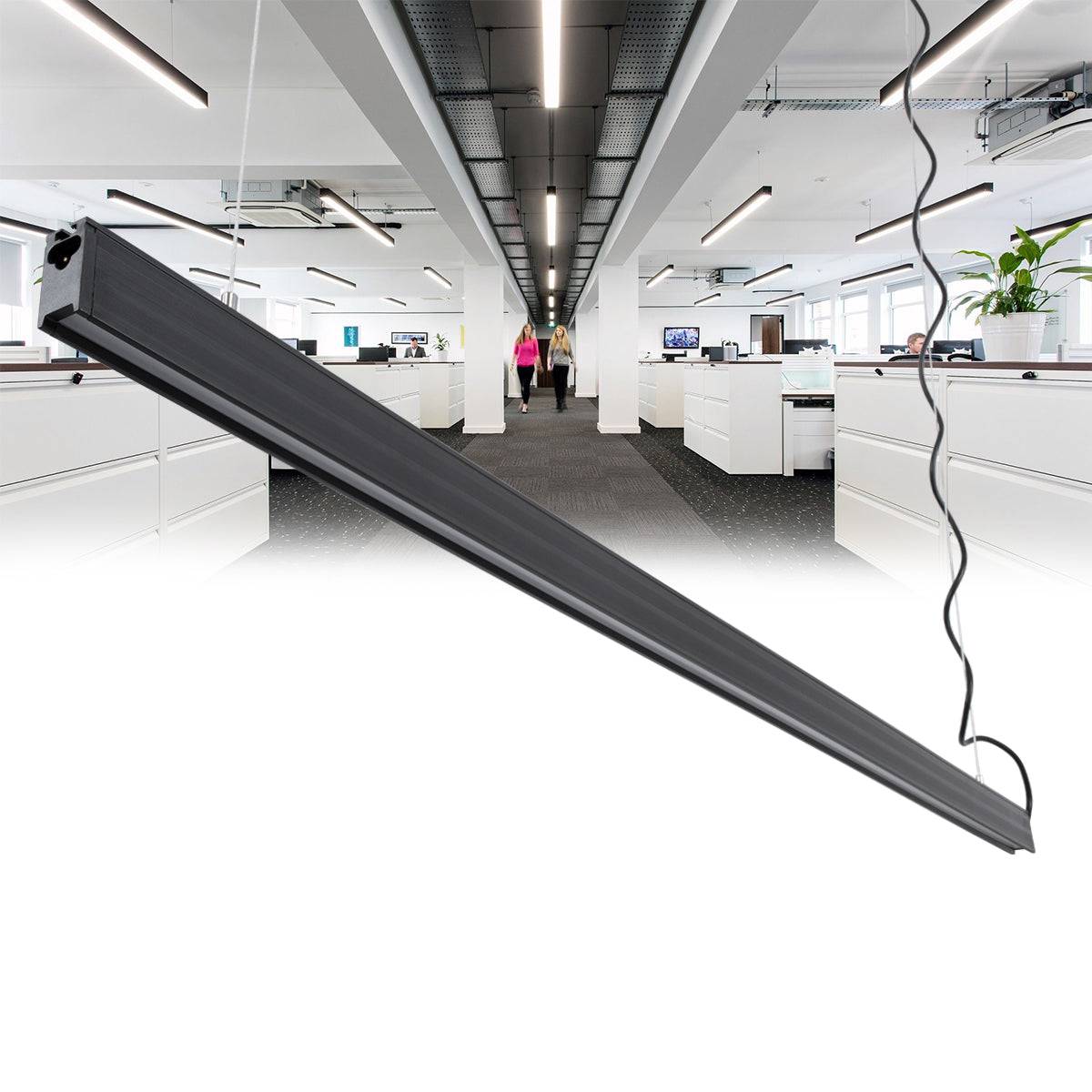 GloboStar® MARKET 61022-P Γραμμικό Κρεμαστό Φωτιστικό Linear LED 18W 2170lm 60° AC 220-240V Μ120 x Π2 x Υ4cm Θερμό Λευκό 2700K - Μαύρο - 3 Years Warranty - ledmania.gr