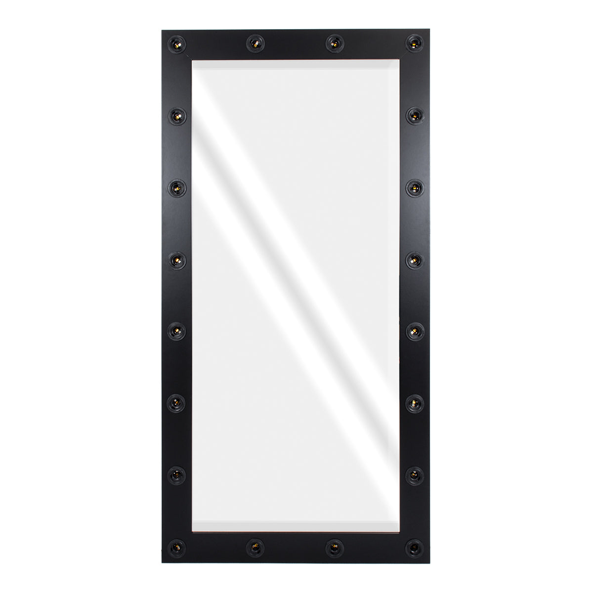 GloboStar® MAKEUP MIRROR-160x80-5 Μοντέρνος Καθρέπτης Μακιγιάζ με Πλαίσιο Φυσικού Ξύλου με Διακόπτη On/Off 20 x E27 AC220-240V - Μ80 x Π7 x Υ160cm - Μαύρος Έβενος - ledmania.gr