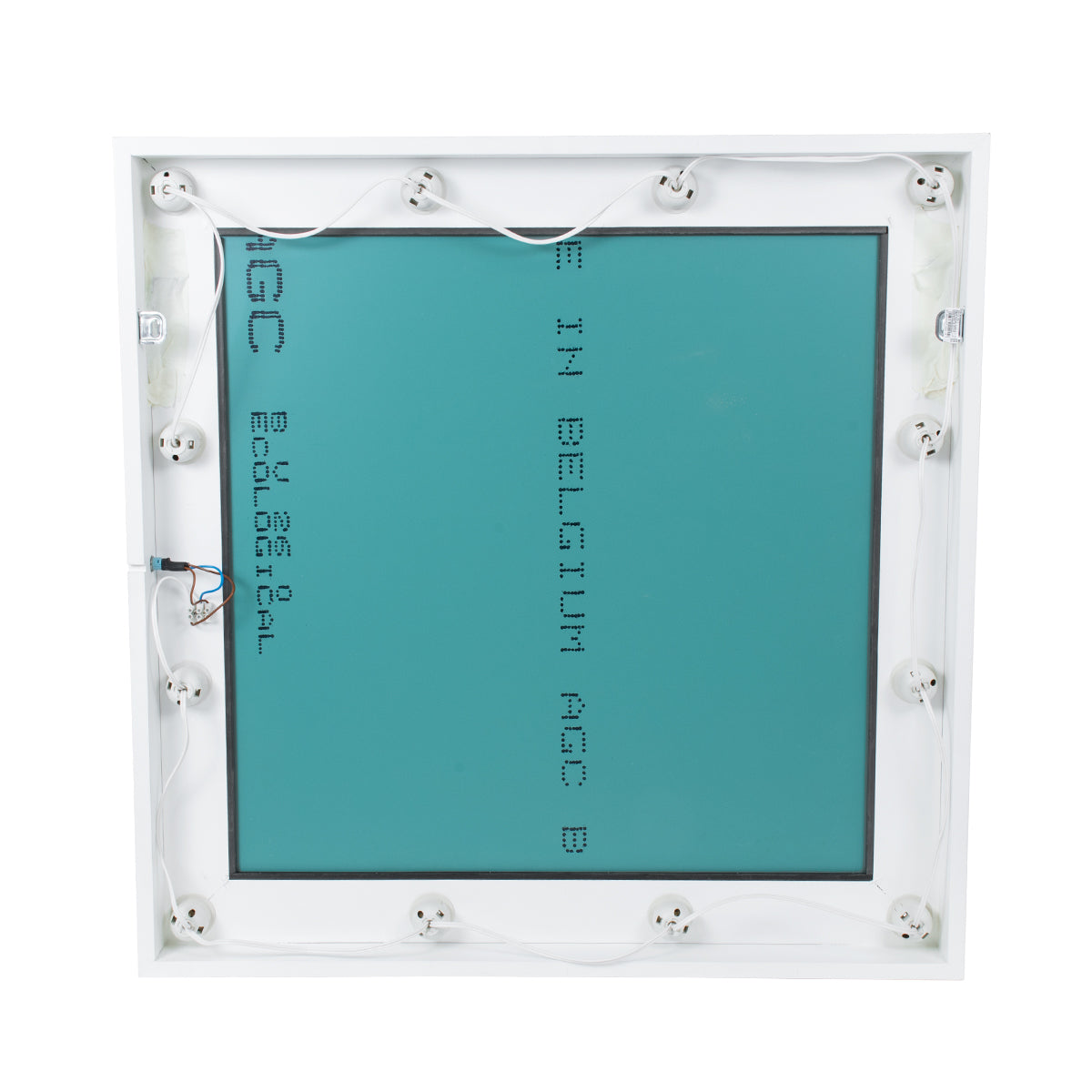 GloboStar® MAKEUP MIRROR-80x80-4 Μοντέρνος Καθρέπτης Μακιγιάζ με Πλαίσιο Φυσικού Ξύλου με Διακόπτη On/Off 12 x E27 AC220-240V - Μ80 x Π7 x Υ80cm - Λευκή Λάκα - ledmania.gr