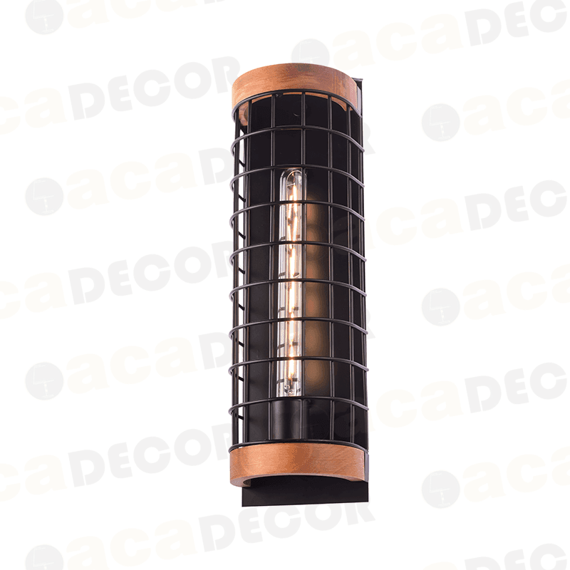 ^ΕΠΙΤΟΙΧΟ Φ/Σ 1ΧΕ27 ΞΥΛΟ+ΜΑΥΡΟ ΜΕΤΑΛΛΟ 14X13XH47CM - ledmania.gr