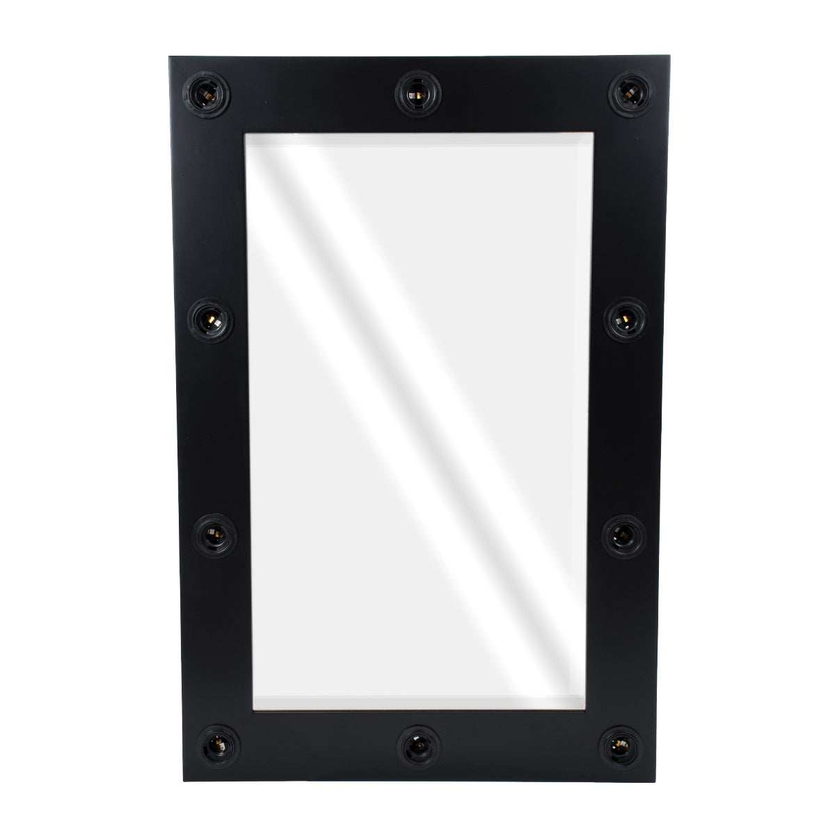 GloboStar® MAKEUP MIRROR-60x90-5 Μοντέρνος Καθρέπτης Μακιγιάζ με Πλαίσιο Φυσικού Ξύλου με Διακόπτη On/Off 10 x E27 AC220-240V - Μ60 x Π7 x Υ90cm - Μαύρος Έβενος - ledmania.gr