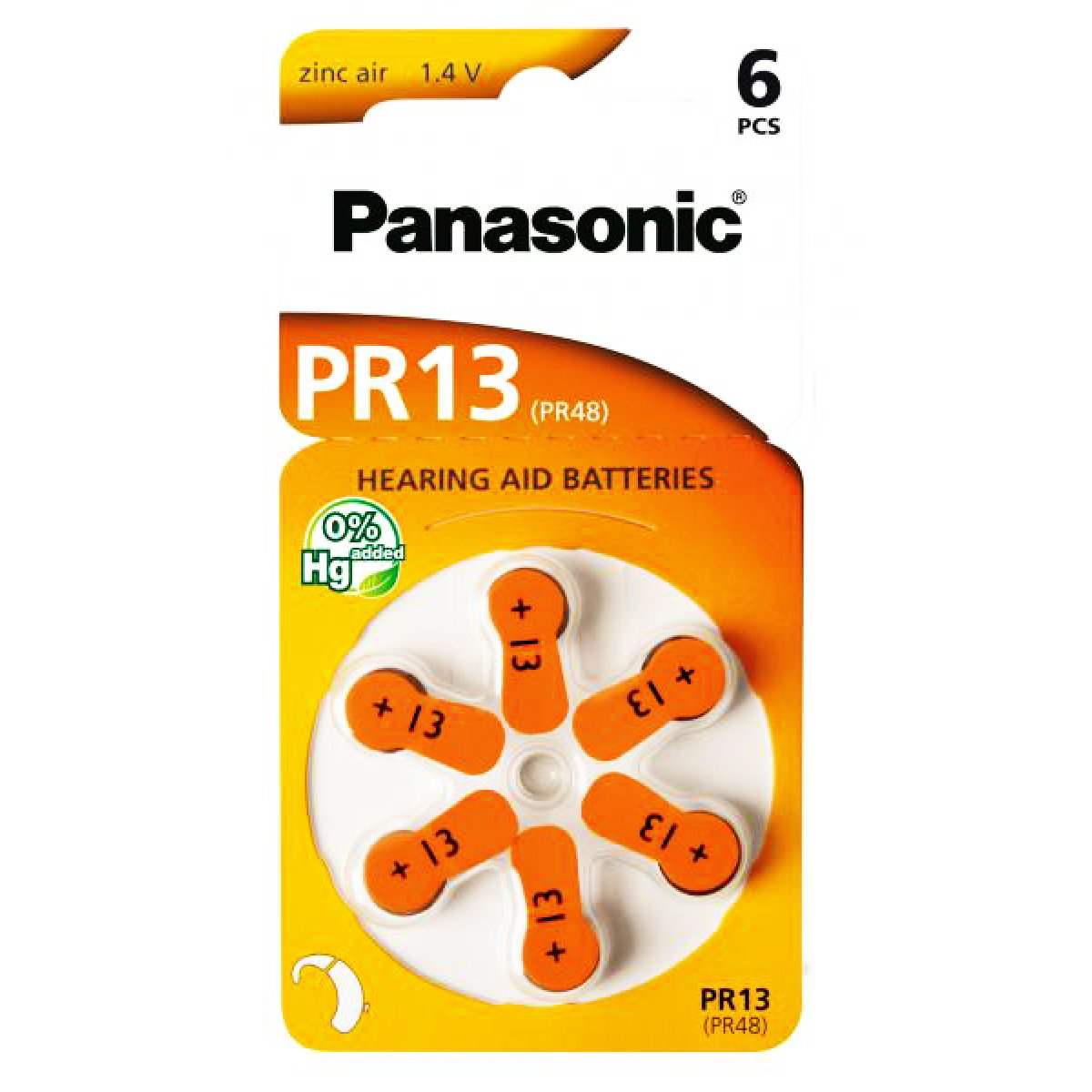 PANASONIC PR13 ΜΠΑΤΑΡΙΕΣ ΑΚΟΥΣΤΙΚΩΝ ΒΑΡΗΚΟΙΑΣ, MERCURY FREE, 1.4V, 6ΤΜΧ - ledmania.gr