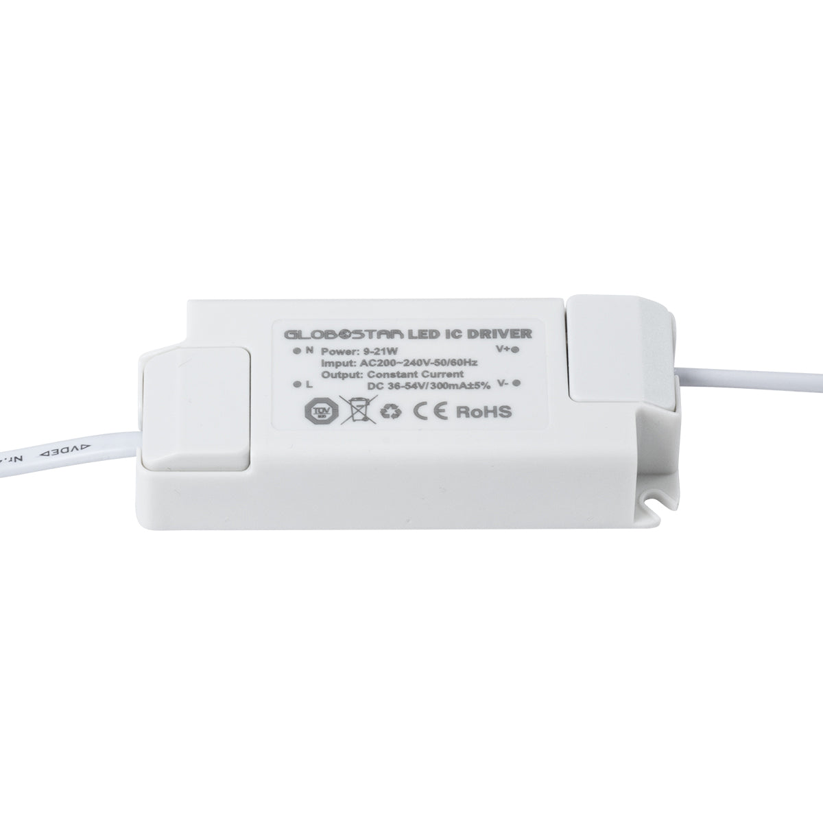 GloboStar® 60222 ABS Πλαστικό Τροφοδοτικό SELV για Προϊόντα LED 9-21W AC 200-240V σε Constant Current DC 36-54V/300mA±5% PF0.95 IP20 M11 x Π4.3 x Υ2.5cm - TÜV Certified Driver - 5 Years Warranty - ledmania.gr