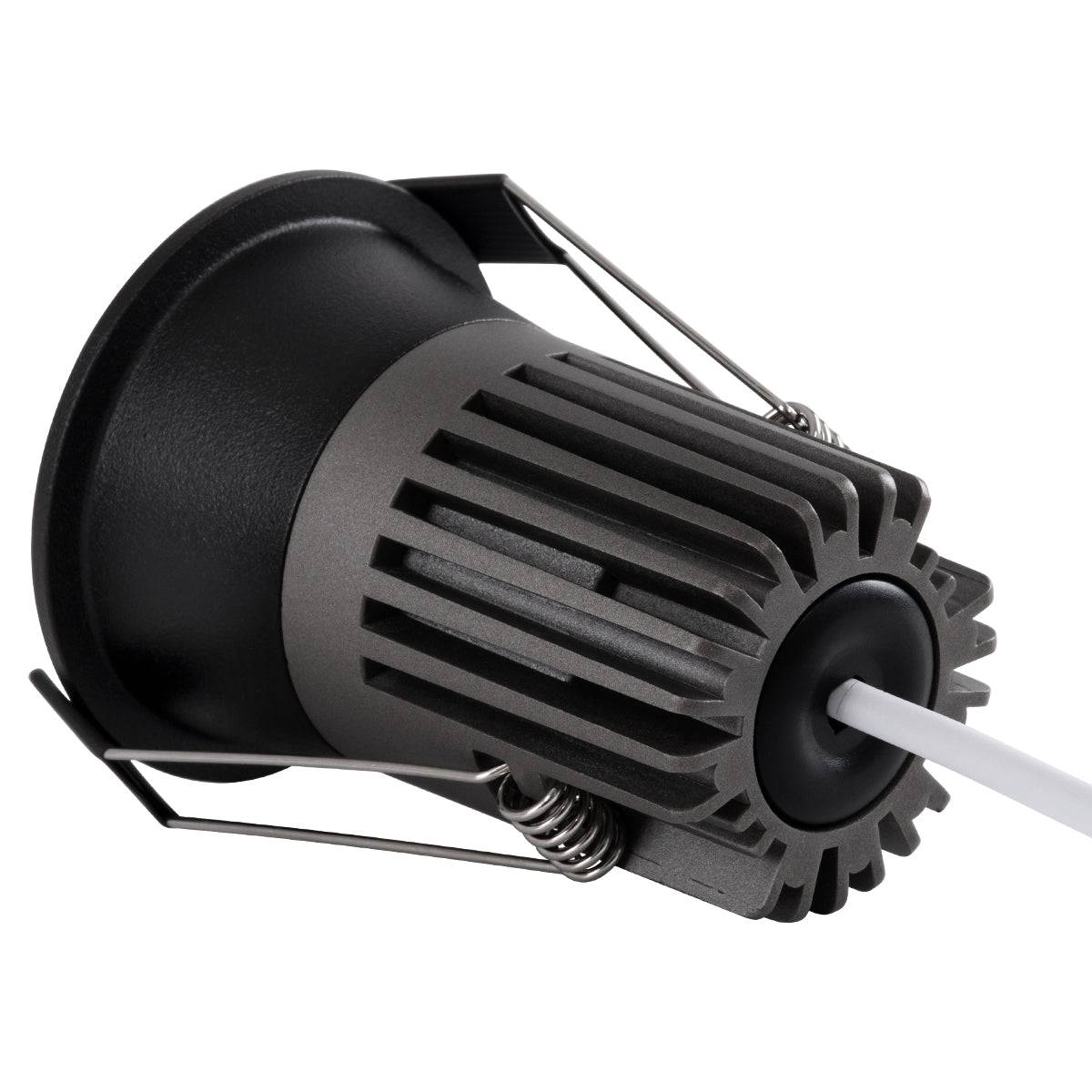 GloboStar® MICRO-B 60245 Χωνευτό LED Spot Downlight TrimLess Φ6cm 7W 875lm 38° AC 220-240V IP20 Φ6 x Υ7.8cm - Στρόγγυλο - Μαύρο - Θερμό Λευκό 2700K - Bridgelux COB - 5 Years Warranty - ledmania.gr