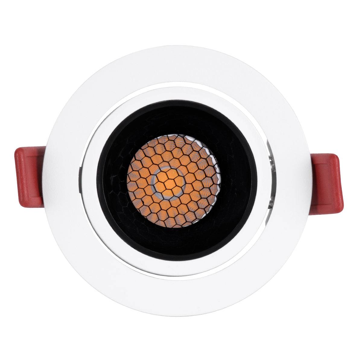 GloboStar® LEO-R 60282 Χωνευτό LED Spot Downlight TrimLess Φ8.5cm 10W 1300lm 38° AC 220-240V IP20 Φ8.5 x Υ6.6cm - Στρόγγυλο - Κινούμενο - Λευκό με Μαύρο Κάτοπτρο & Anti-Glare HoneyComb - Φυσικό Λευκό 4500K - Bridgelux COB - 5 Years Warranty - ledmania.gr