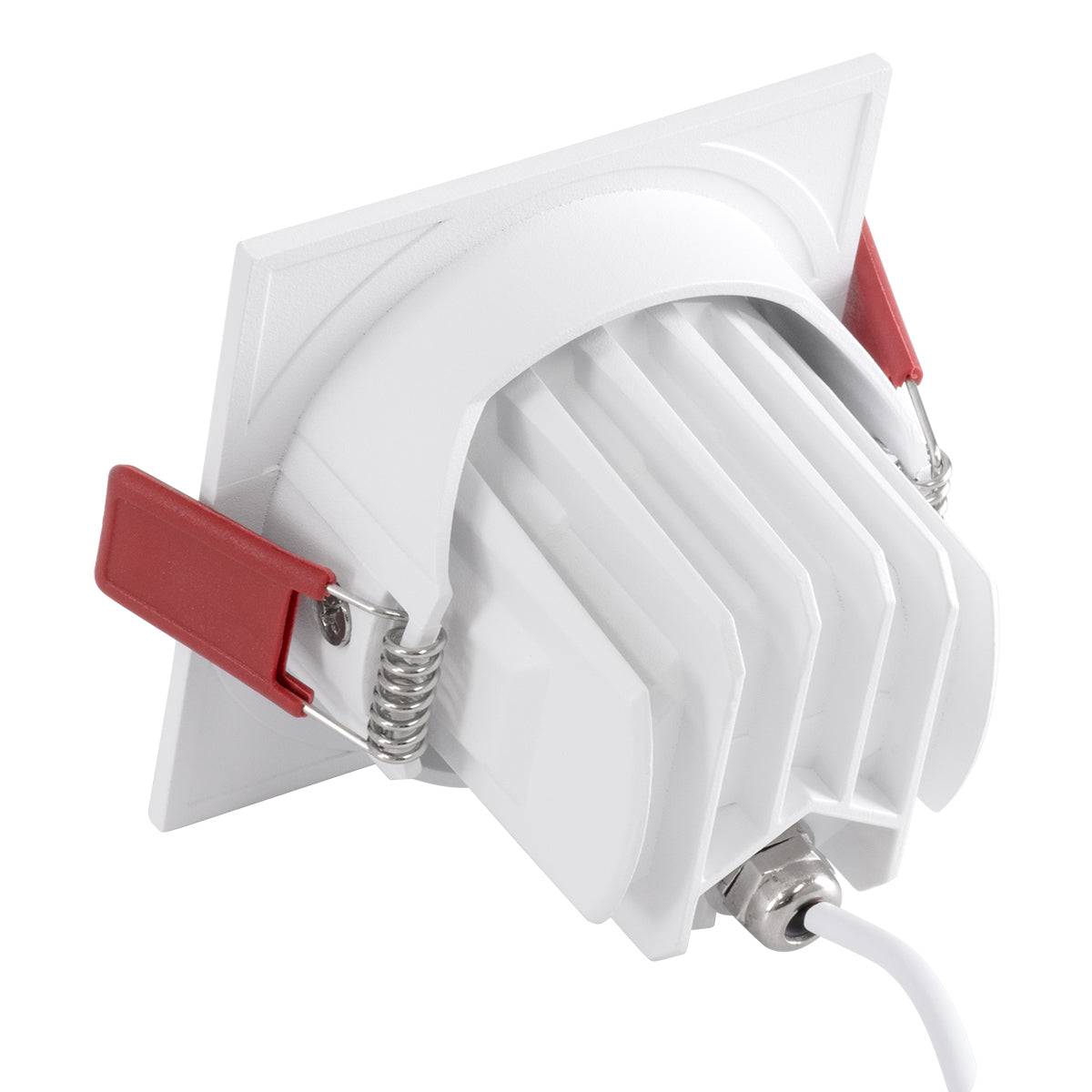 GloboStar® LEO-SQ 60288 Χωνευτό LED Spot Downlight TrimLess Μ8.5xΠ8.5cm 10W 1300lm 38° AC 220-240V IP20 Μ8.5 x Π8.5 x Υ6.6cm - Τετράγωνο - Κινούμενο - Λευκό με Μαύρο Κάτοπτρο & Anti-Glare HoneyComb - Φυσικό Λευκό 4500K - Bridgelux COB - 5 Years Warranty - ledmania.gr