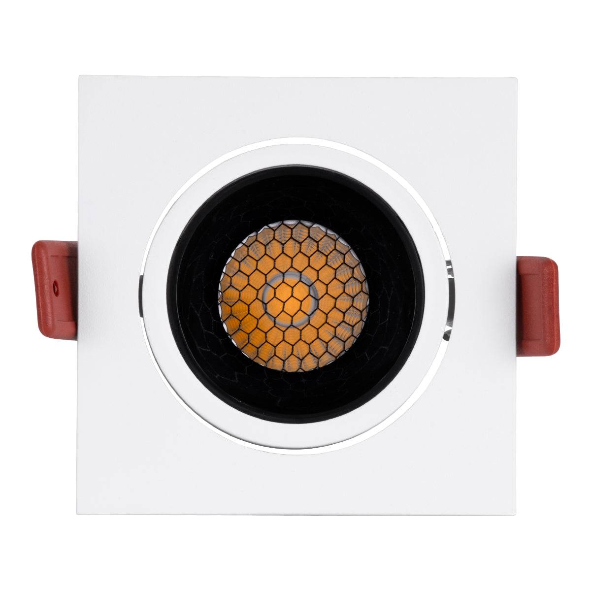 GloboStar® LEO-SQ 60288 Χωνευτό LED Spot Downlight TrimLess Μ8.5xΠ8.5cm 10W 1300lm 38° AC 220-240V IP20 Μ8.5 x Π8.5 x Υ6.6cm - Τετράγωνο - Κινούμενο - Λευκό με Μαύρο Κάτοπτρο & Anti-Glare HoneyComb - Φυσικό Λευκό 4500K - Bridgelux COB - 5 Years Warranty - ledmania.gr