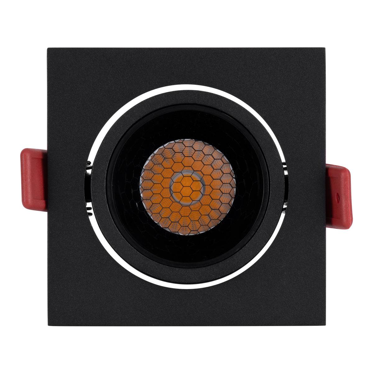 GloboStar® LEO-SQ 60292 Χωνευτό LED Spot Downlight TrimLess Μ8.5xΠ8.5cm 10W 1300lm 38° AC 220-240V IP20 Μ8.5 x Π8.5 x Υ6.6cm - Τετράγωνο - Κινούμενο - Μαύρο & Anti-Glare HoneyComb - Φυσικό Λευκό 4500K - Bridgelux COB - 5 Years Warranty - ledmania.gr