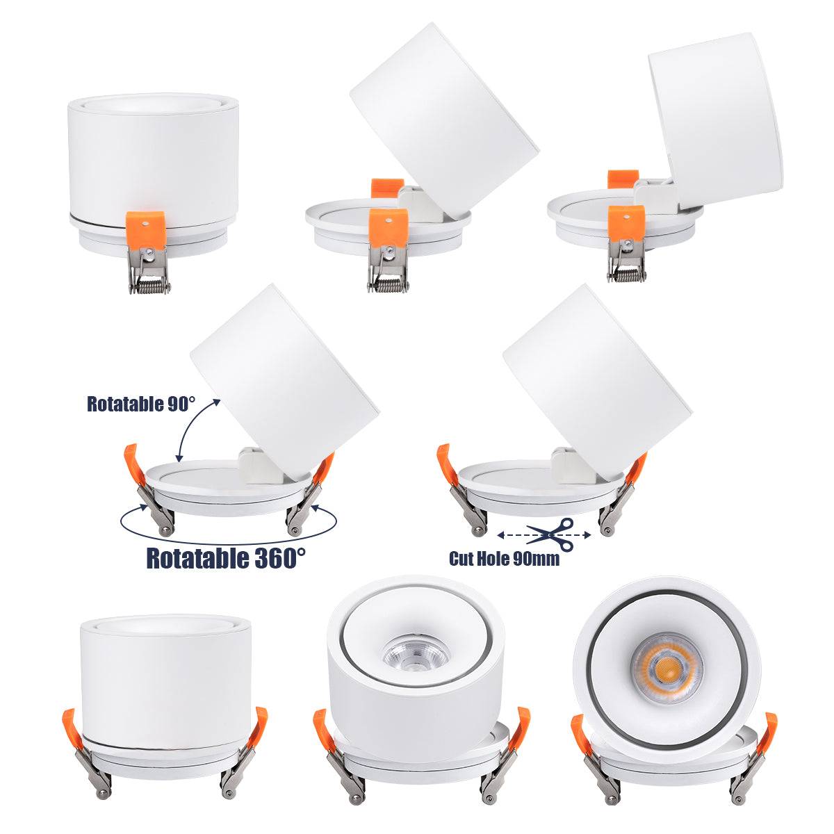 GloboStar® OMEGA-R 60295 Χωνευτό LED Spot Downlight TrimLess Φ10cm 12W 1500lm 36° AC 220-240V IP20 Φ10 x Υ8.2cm - Στρόγγυλο - Λευκό - Θερμό Λευκό 2700K - Bridgelux COB - 5 Years Warranty - ledmania.gr
