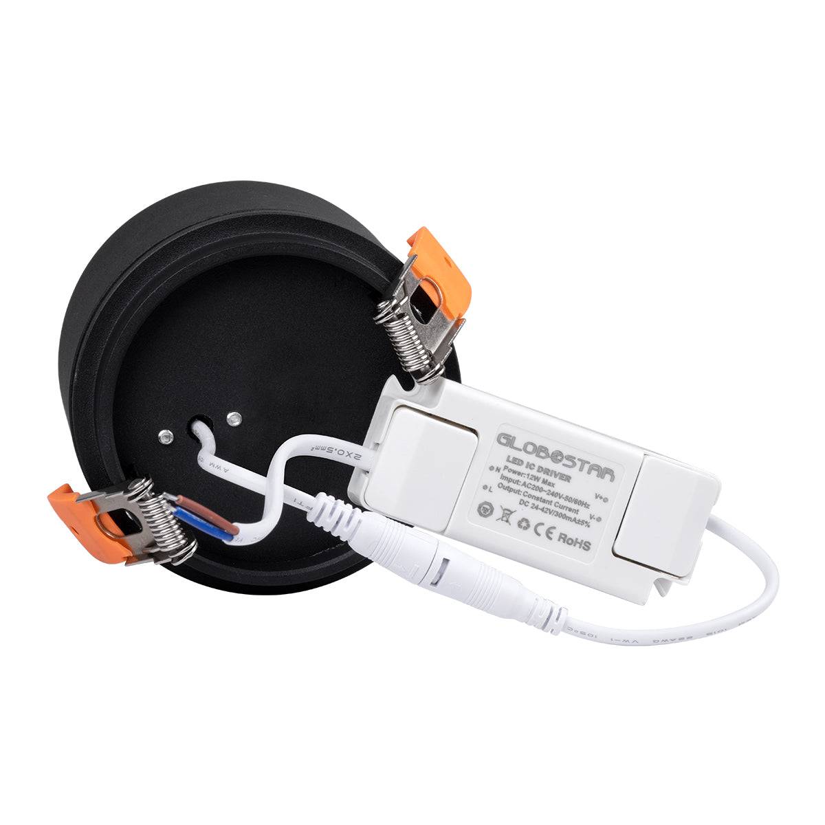 GloboStar® OMEGA-R 60297 Χωνευτό LED Spot Downlight TrimLess Φ10cm 12W 1500lm 36° AC 220-240V IP20 Φ10 x Υ8.2cm - Στρόγγυλο - Μαύρο - Θερμό Λευκό 2700K - Bridgelux COB - 5 Years Warranty - ledmania.gr